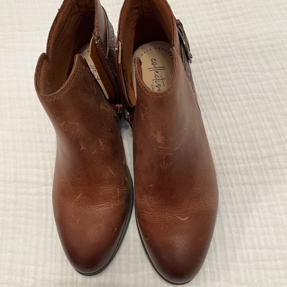 Collection by Clark's Booties Size 7.5 Brown Leather NWOB